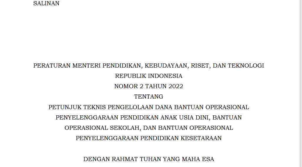 Juknis BOS BOP Tahun 2022